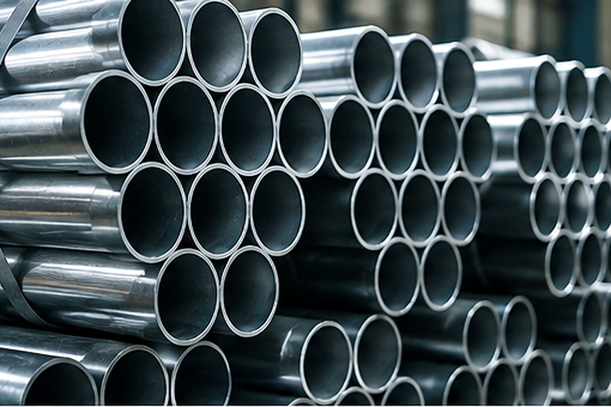 Galvanised steel pipes in an industrial facility